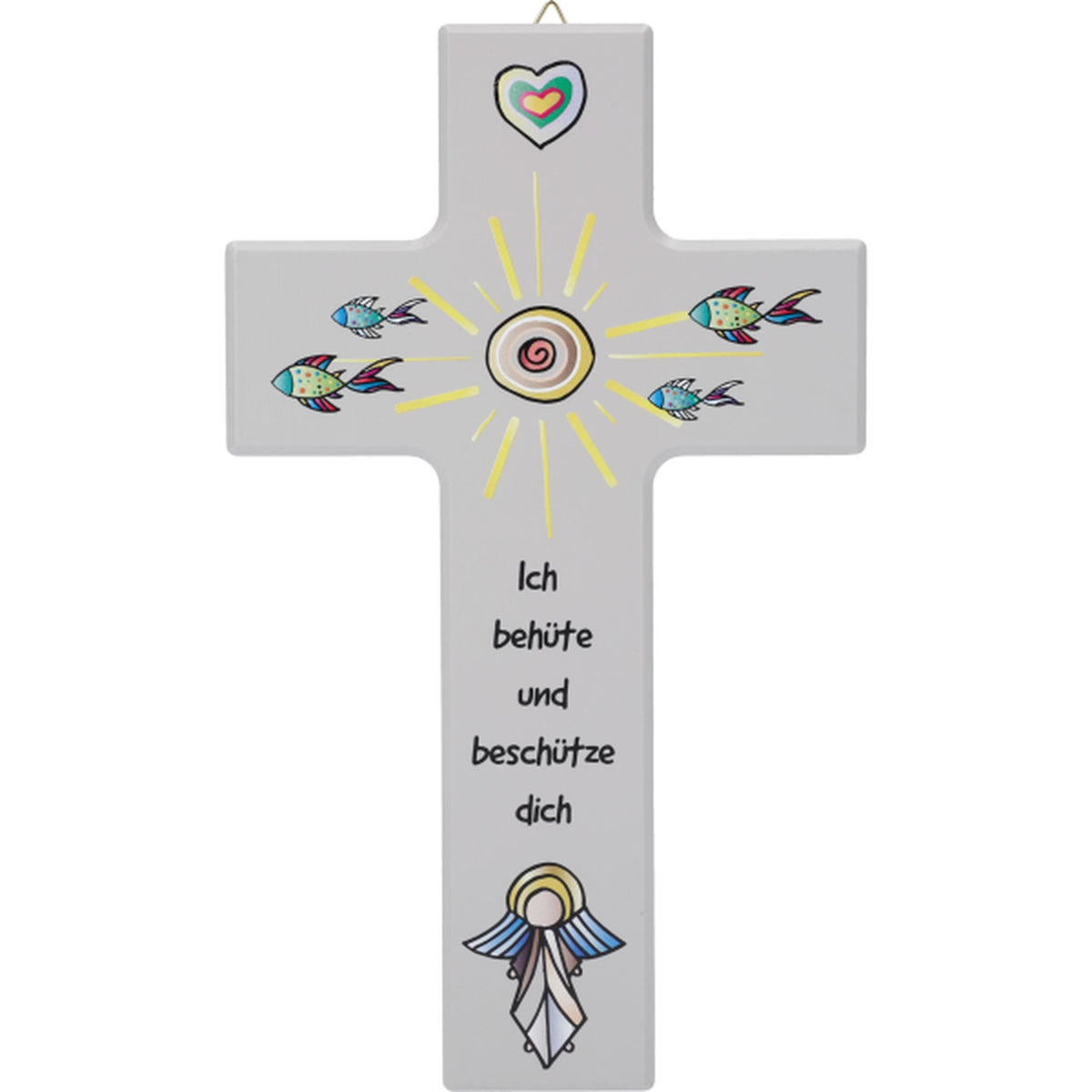 Kinderkreuz "Ich behüte und beschütze dich " Ahorn Weiß 20 x 12 cm