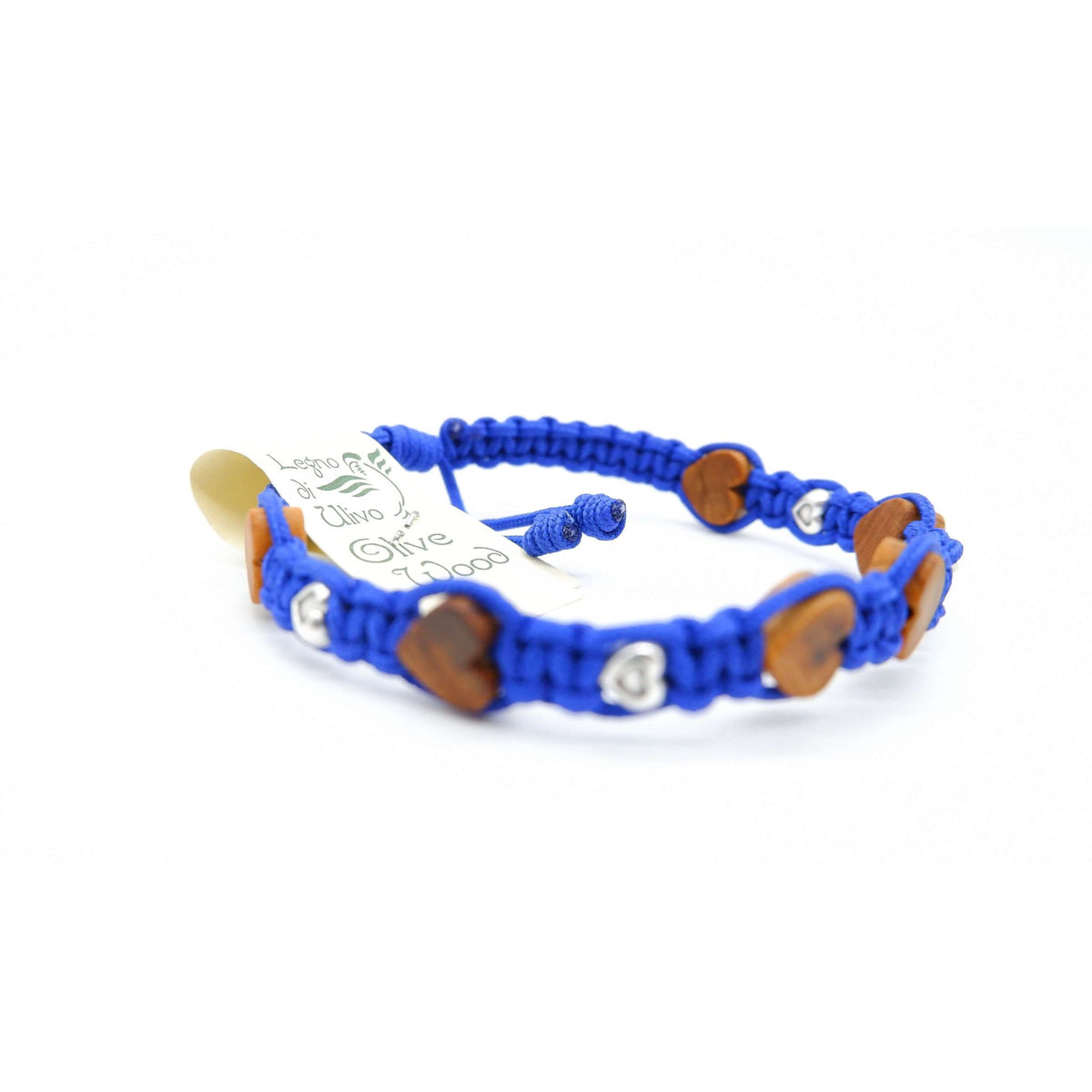 Kinderarmband mit sechs Olivenholzherzen und vier Metallherzen