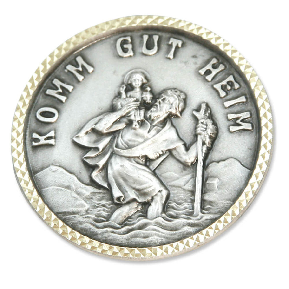 Autoplakette mit Christophorus-Motiv "Komm gut heim" 3 cm