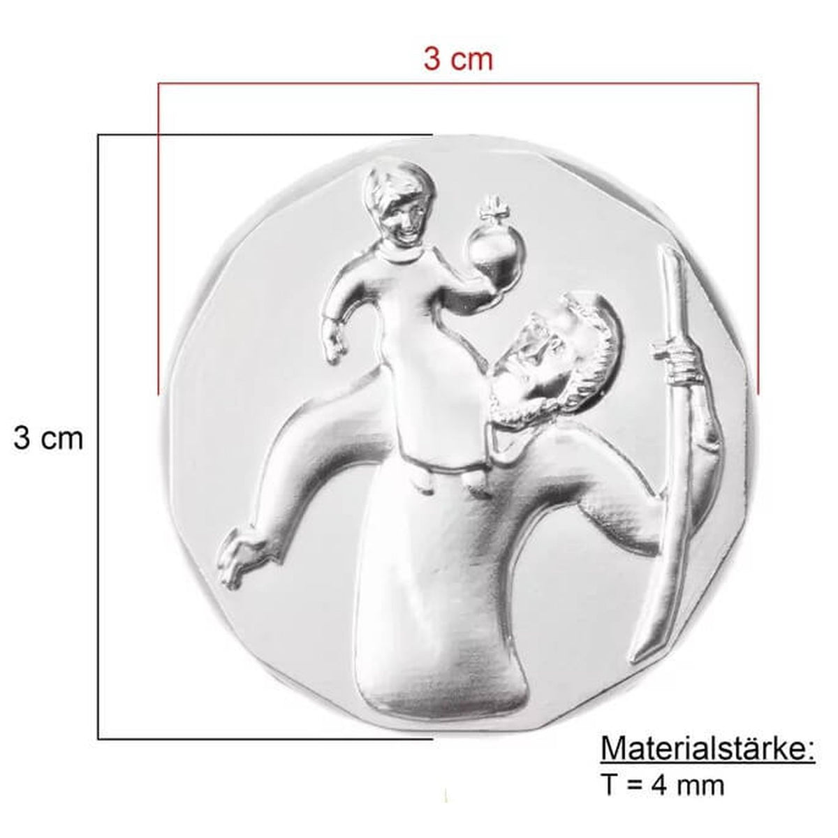 Autoplakette mit Christophorus-Motiv modern mit Diamantenschliff-Rand 3 cm