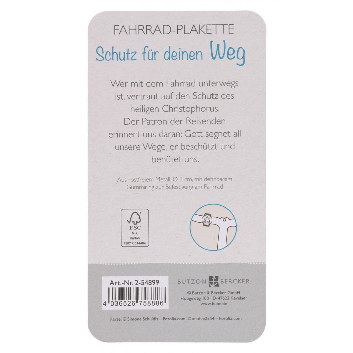 Fahrrad-Plakette mit Christophorus-Motiv für Lenker