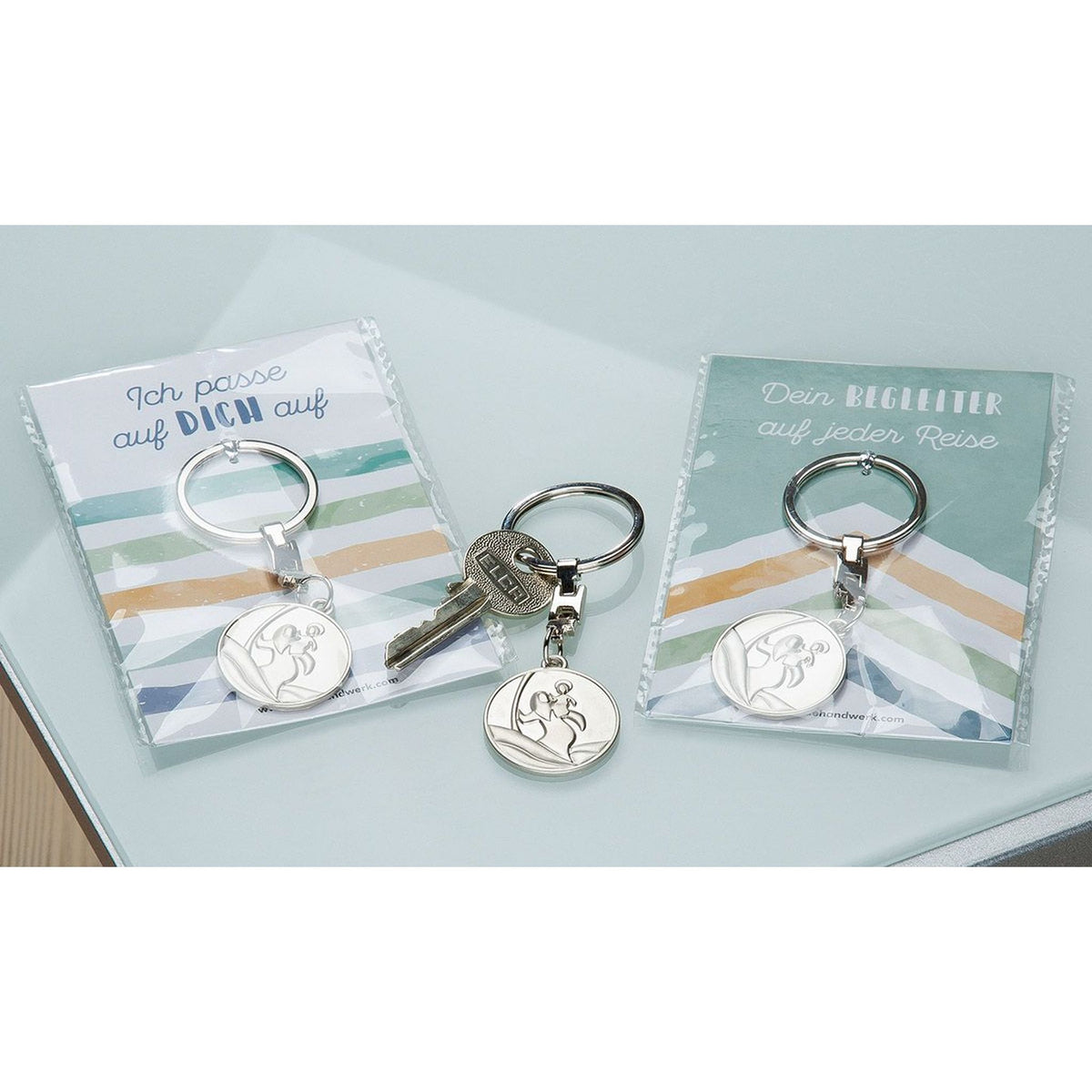 Schlüsselanhänger Christophorus "Dein Begleiter auf jeder Reise" 9 cm