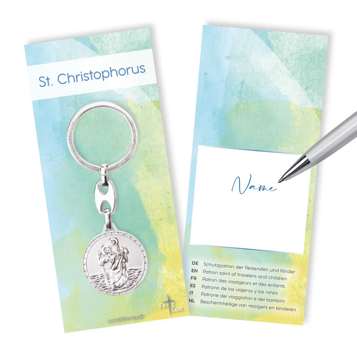 Schlüsselanhänger Christophorus Silber 3 cm