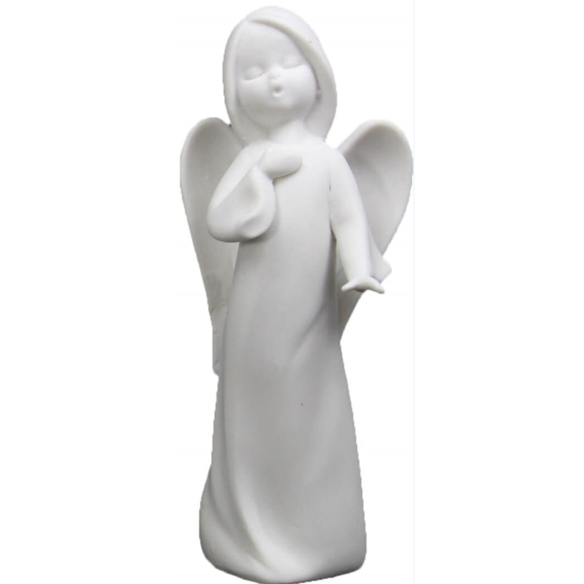 Schutzengelfigur singend Mattweiß 14,5 cm