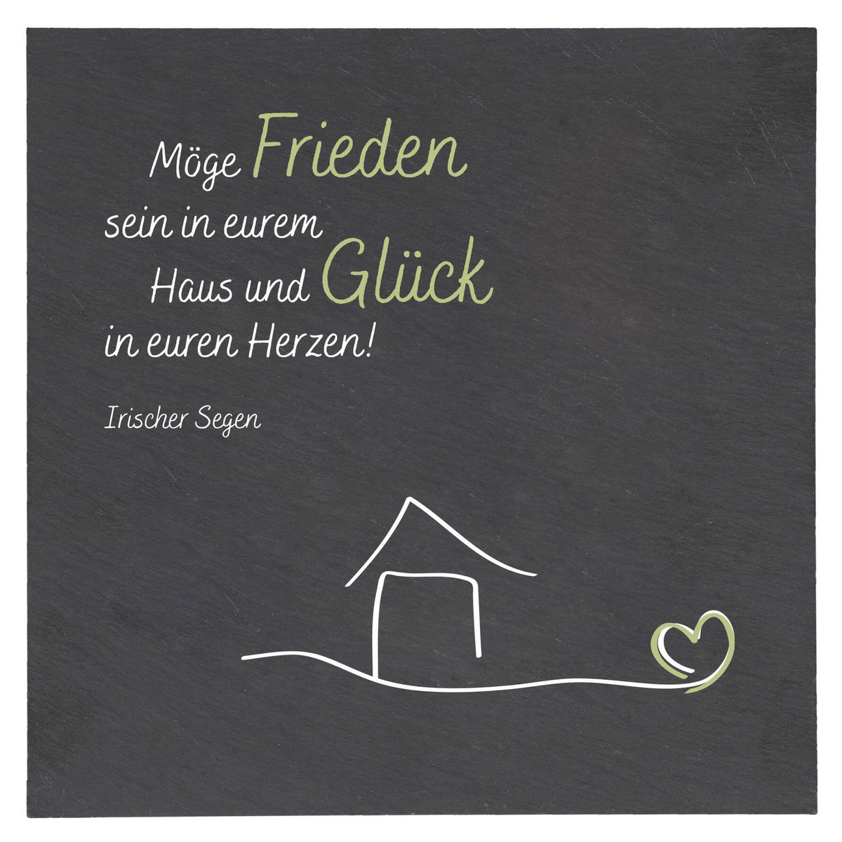 Schiefer-Haussegen "Möge Frieden sein in eurem Haus" Grau 17 x 17 cm