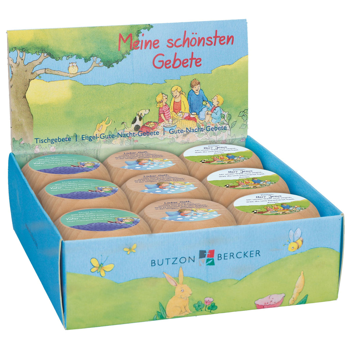 Gebetswürfel - Tischgebete Buche Natur, Bunt 5 x 5 cm