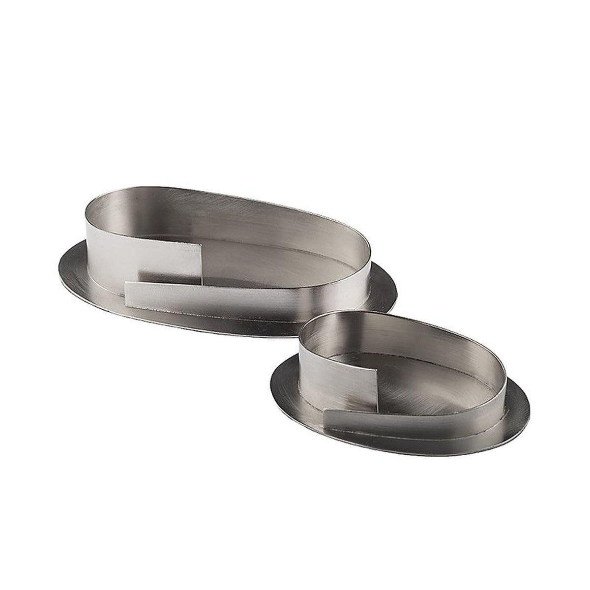 Kerzenteller oval 9x6 cm, Messing/Metall, silber