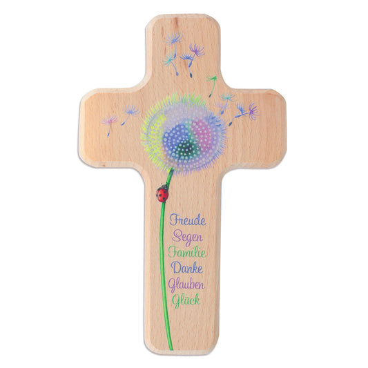 Kinderkreuz "Pusteblume" Buche Natur 18 x 11 cm