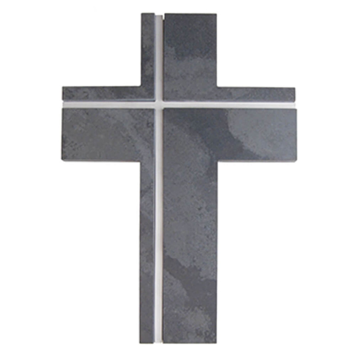 Schieferkreuz mit Edelstahleinlage Grau 22 x 15 cm