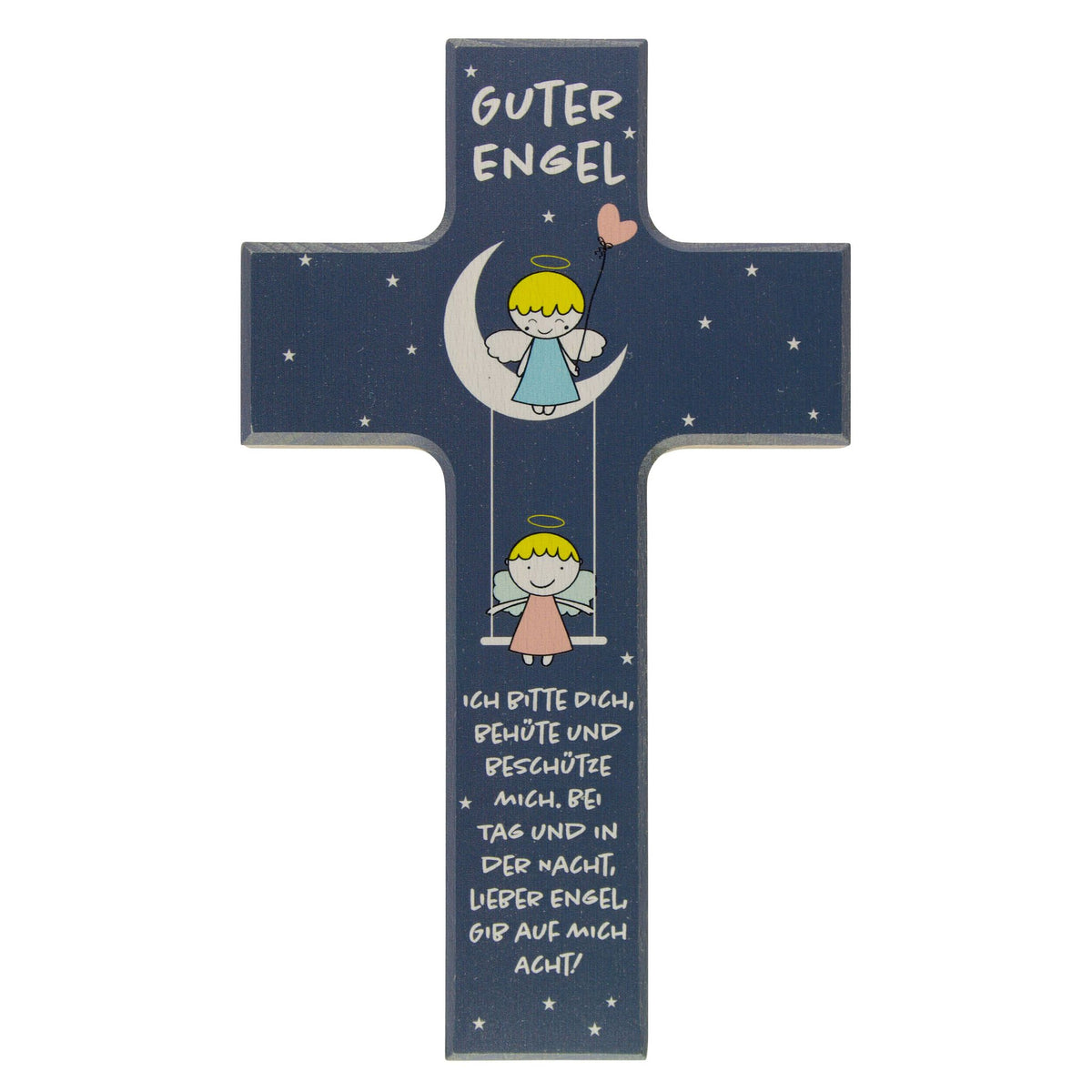 Kinderkreuz "Guter Engel" Buche Bunt 20 x 12 cm
