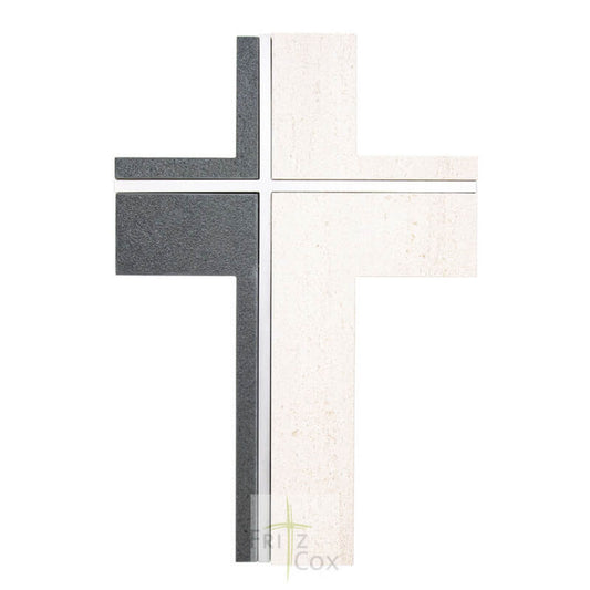 Schiefer-Kalksteinkreuz mit Edelstahleinlage Grau 22 x 15 cm