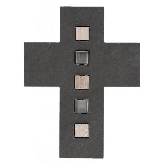 Schieferkreuz mit Mosaiksteinen 17 x 13 cm