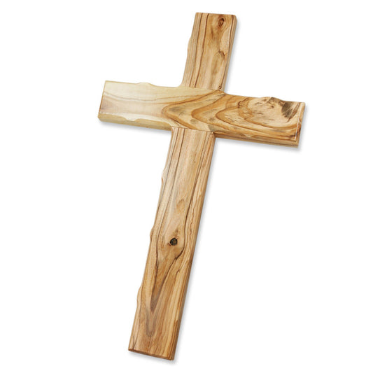 Holzkreuz Olivenholz gekerbte Kanten Natur 25 x 13 cm
