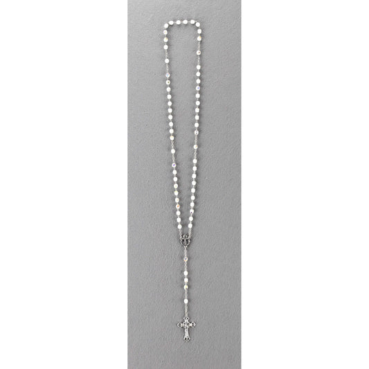 Rosenkranz mit Glasschliffperle gekettelt ca. 39 cm Weiß