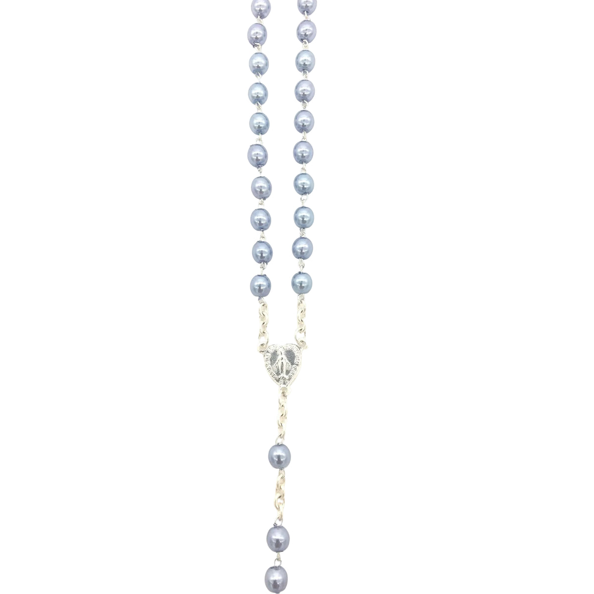 Rosenkranz mit Wachsperle gekettelt ca. 38 cm Hellblau