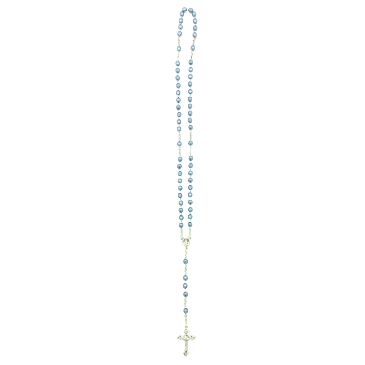 Rosenkranz mit Wachsperle gekettelt ca. 38 cm Hellblau