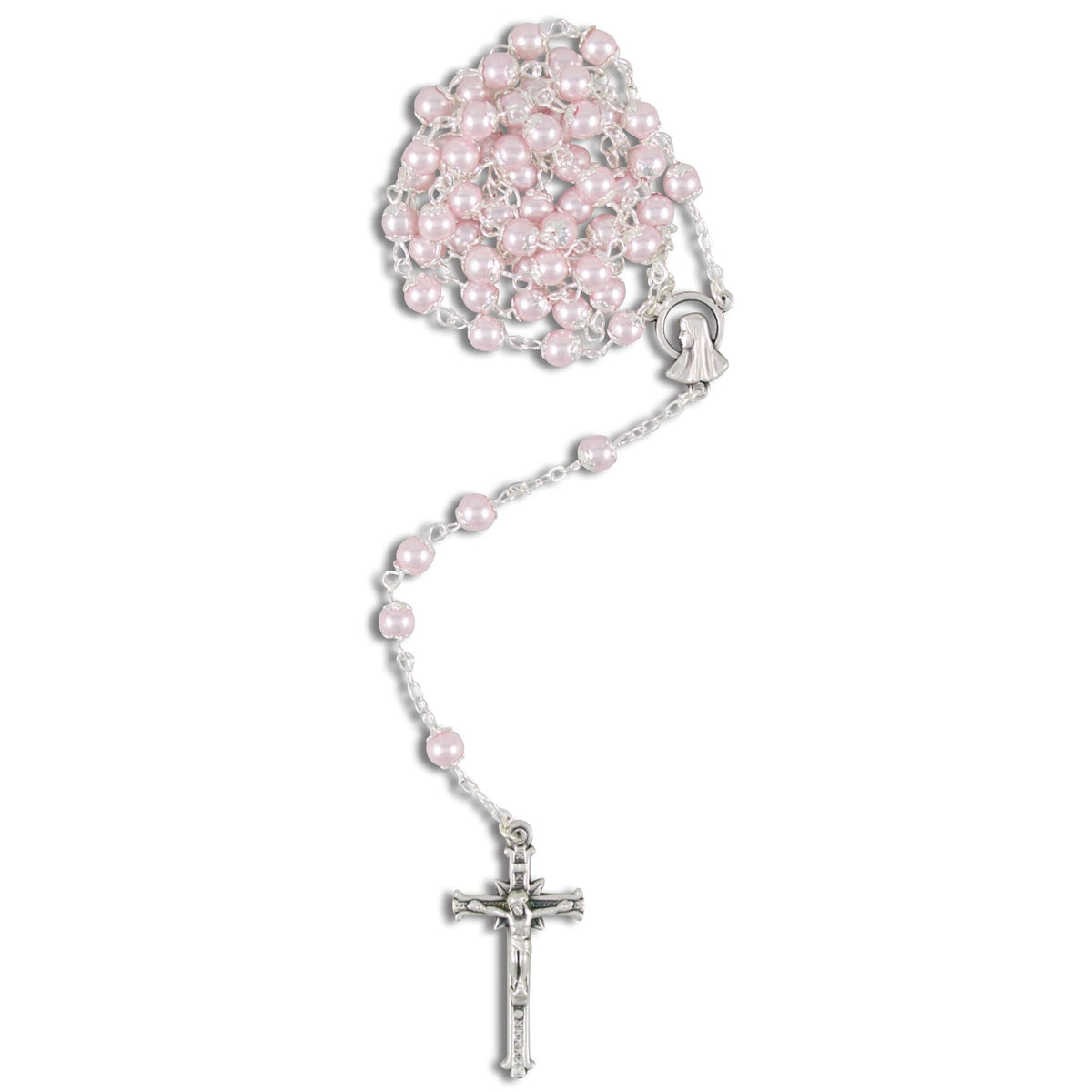 Rosenkranz mit Kunststoffperle gekettelt ca. 49 cm Rosa