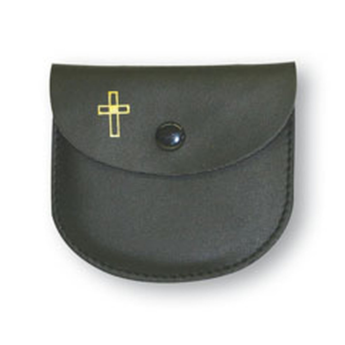 Rosenkranz-Etui mit goldenem Kreuz-Motiv Leder Schwarz 8 x 7 cm