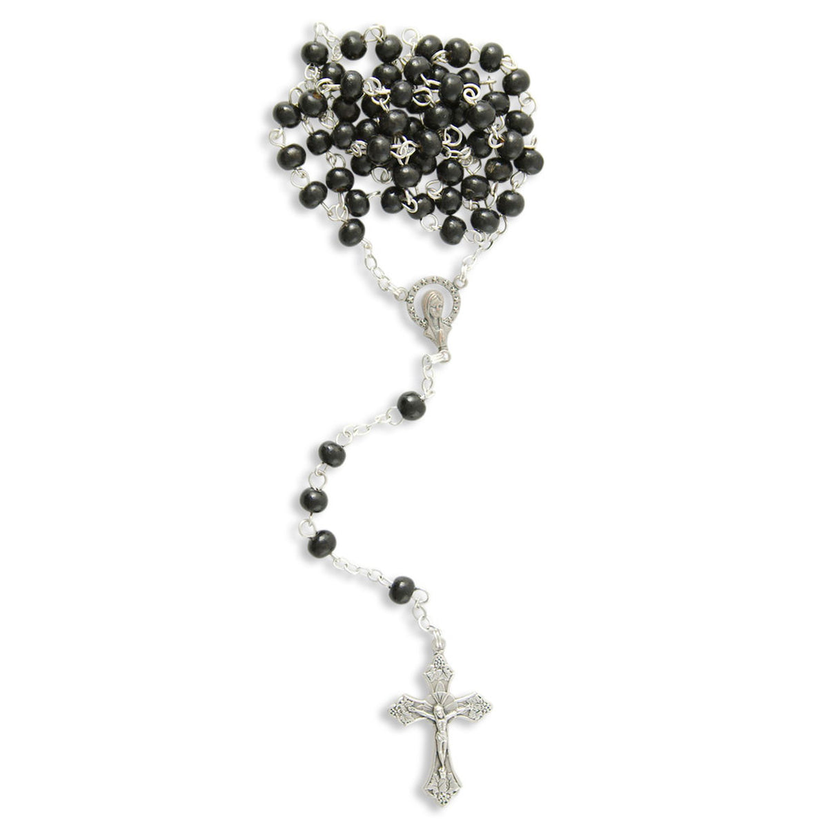 Rosenkranz mit Holzperle Schwarz ca. 40 cm