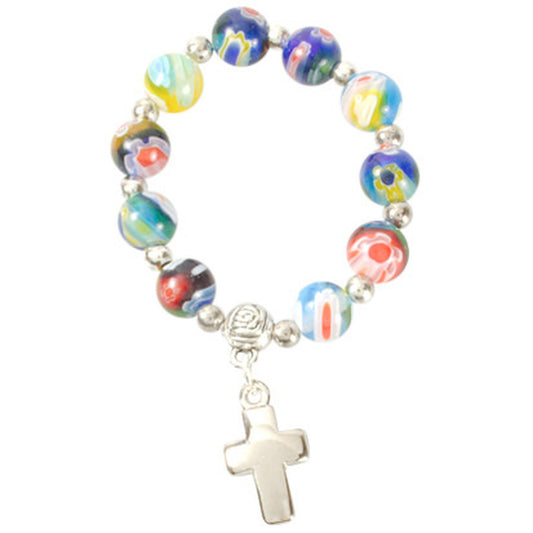 Fingerrosenkranz mit Glasperle bunt dehnbar 3,5 cm