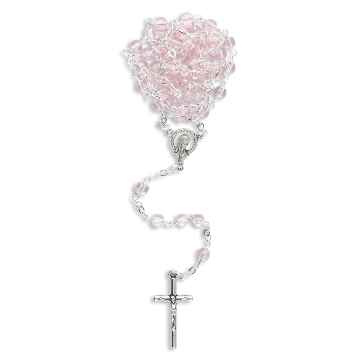 Rosenkranz mit Glasperle Rosa schillernd 39 cm