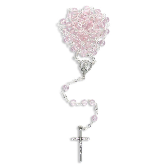 Rosenkranz mit Glasperle Rosa schillernd 39 cm