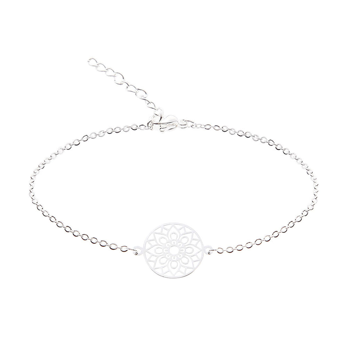 Edelstahlarmband Mandala des Glücks versilbert
