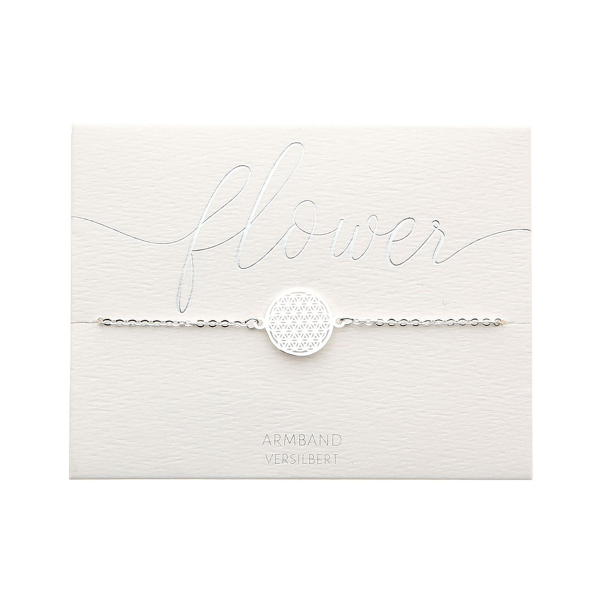 Edelstahlarmband Blume des Lebens versilbert