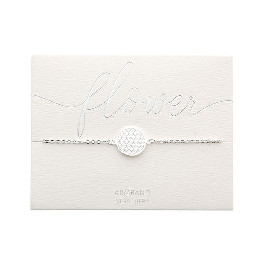 Edelstahlarmband Blume des Lebens versilbert