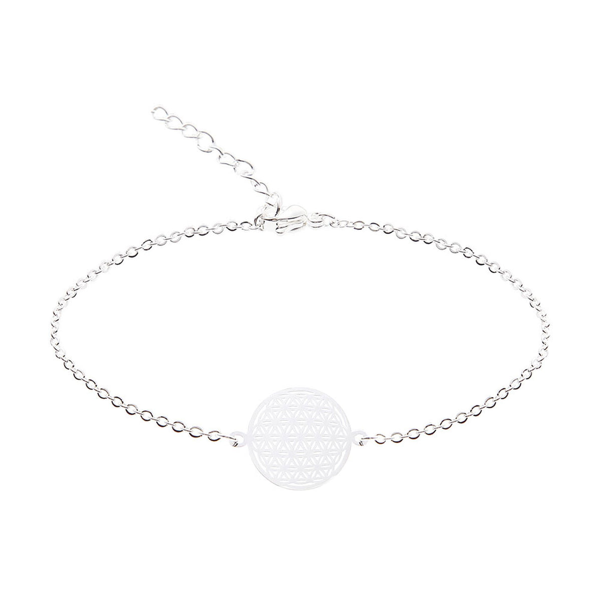 Edelstahlarmband Blume des Lebens versilbert