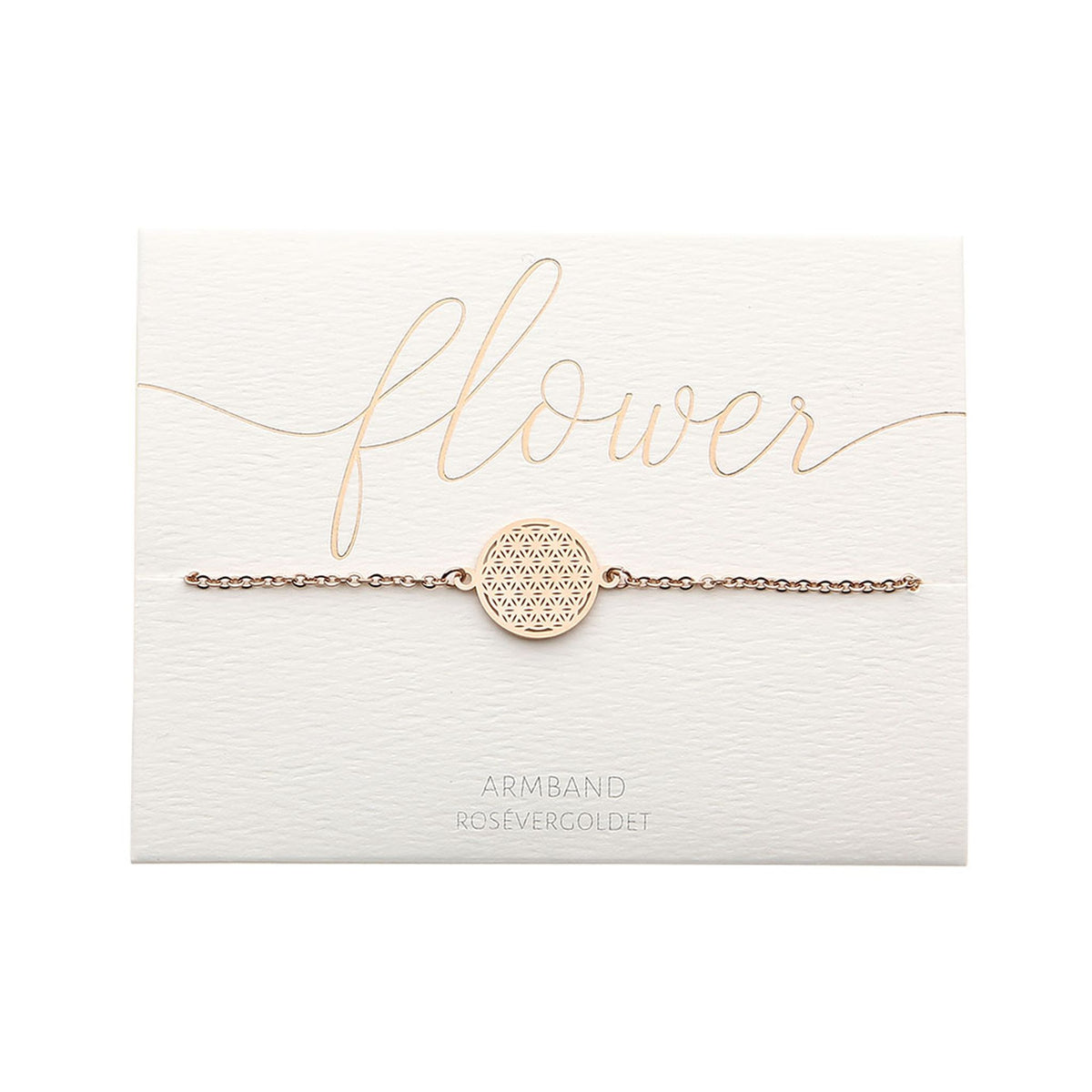Edelstahlarmband Blume des Lebens rosévergoldet
