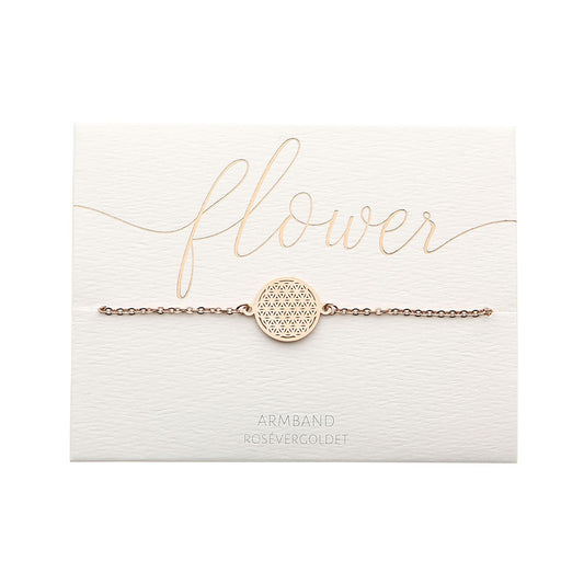 Edelstahlarmband Blume des Lebens rosévergoldet
