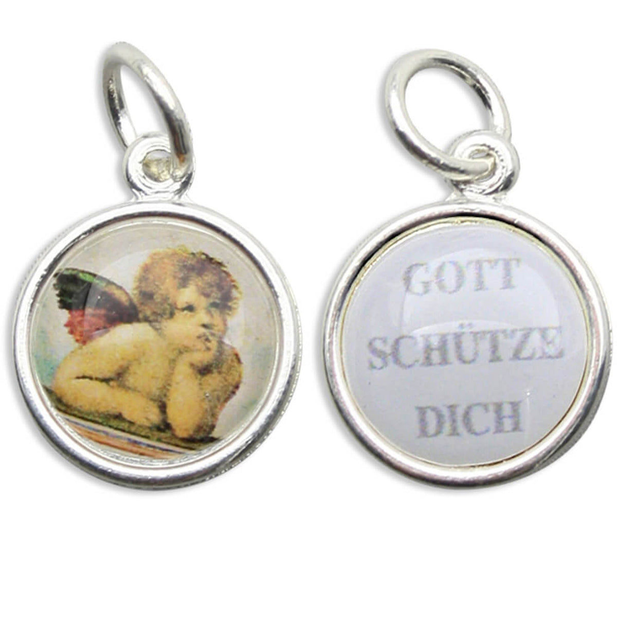 Tombak Kettenanhänger "Engel - Gott schütze dich" 1,3 cm