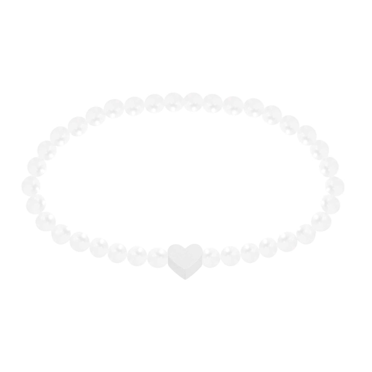 Perlenarmband mit Herz feinversilbert
