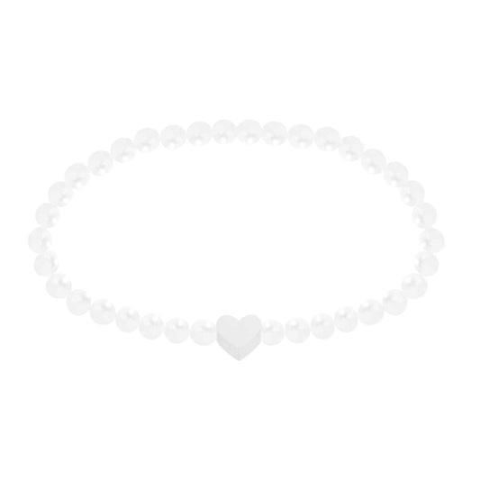 Perlenarmband mit Herz feinversilbert