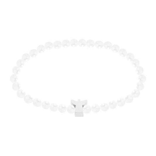 Perlenarmband mit Schutzengel feinversilbert