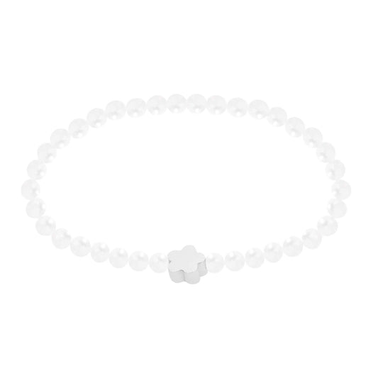 Perlenarmband mit Blume feinversilbert