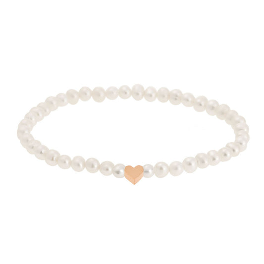 Perlenarmband mit Herz rosévergoldet