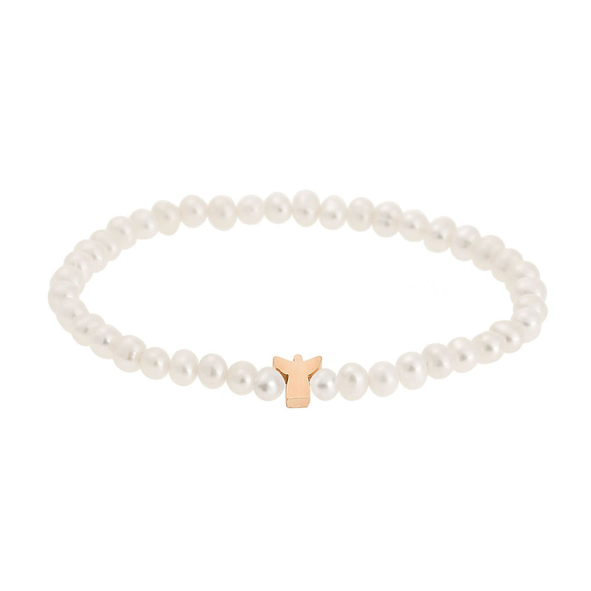 Perlenarmband mit Schutzengel rosévergoldet