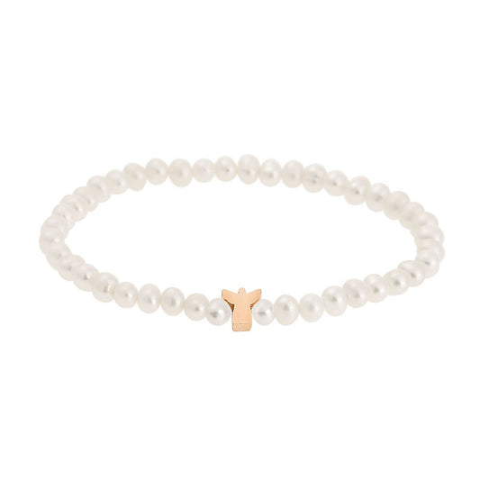 Perlenarmband mit Schutzengel rosévergoldet