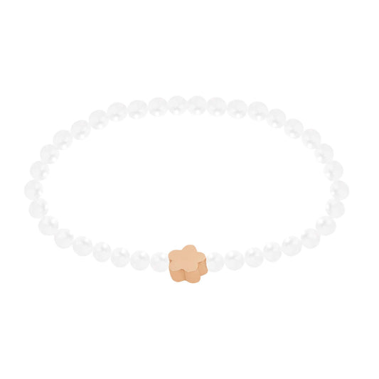 Perlenarmband mit Blume rosévergoldet