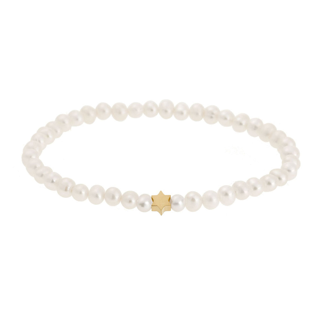 Perlenarmband mit Blume vergoldet