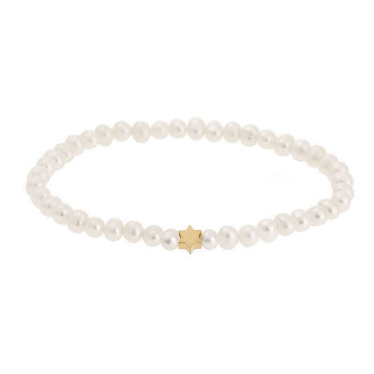 Perlenarmband mit Blume vergoldet
