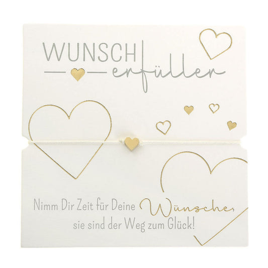 Armband-Wunscherfüller Herz vergoldet Band weiß