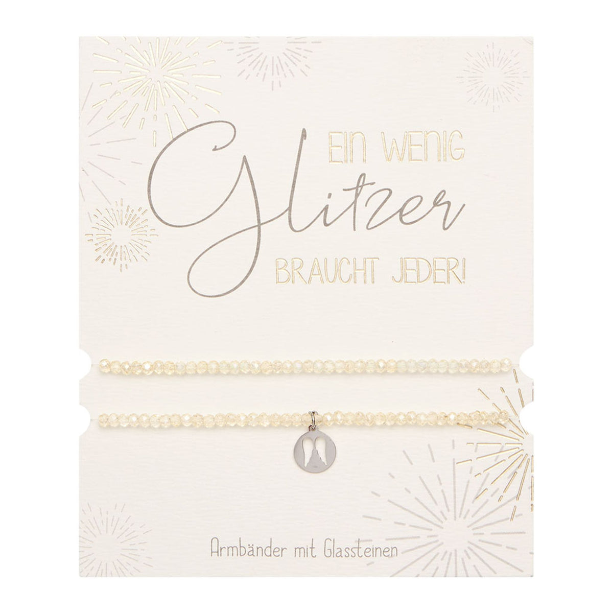 Glassteinarmband Engelsflügel Edelstahl