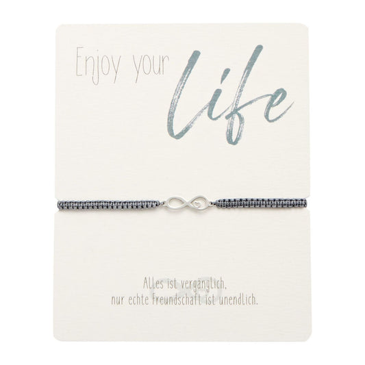 Armband - Enjoy your life "Unendlichkeit" Edelstahl Grau