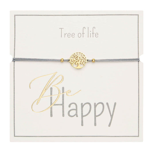 Armband "Be Happy" Baum des Lebens vergoldet