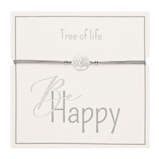 Armband "Be Happy" Baum des Lebens Edelstahl