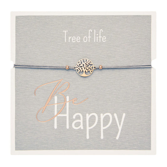Armband "Be Happy" Baum des Lebens rosévergoldet