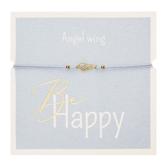 Armband "Be Happy" Engelsflügel vergoldet